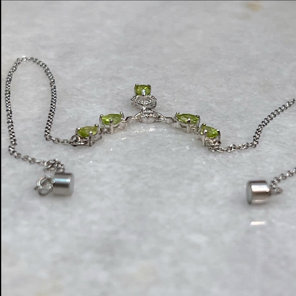 Peridot Y Drop Sterling Silver Necklace - Picture 8 of 11